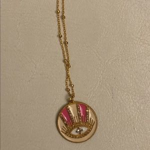 Sennod Pink eye gold necklace and charm